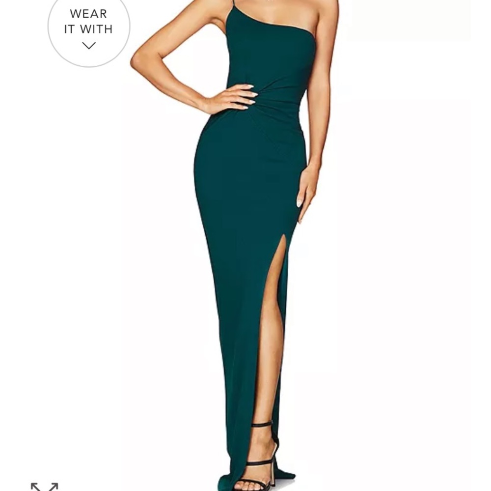 One shoulder green Nookie gown